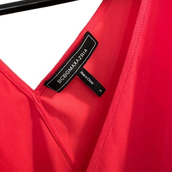 BCBGMAXAZRIA Asymmetric Ruffle Woven Wrap Top In Pink - Picture 3 of 5